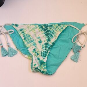 Victoria’s Secret Turquoise Tie-Dye Bikini Bottom with Tassels Size M